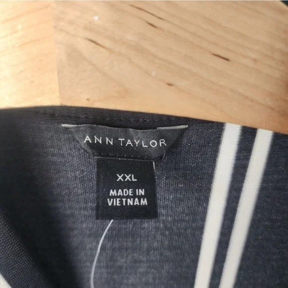 Ann Taylor minimalist contemporary neck tie stripe midi dress - Picture 8 of 14